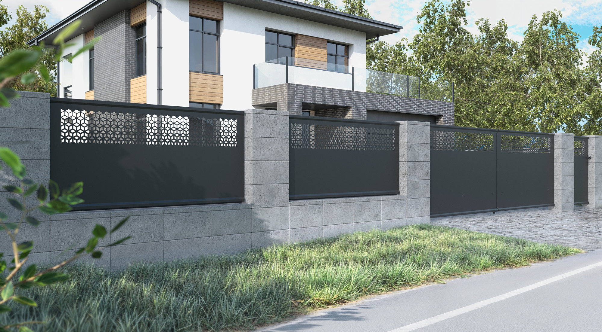 Nowoczesne przęsło ogrodzeniowe NO.