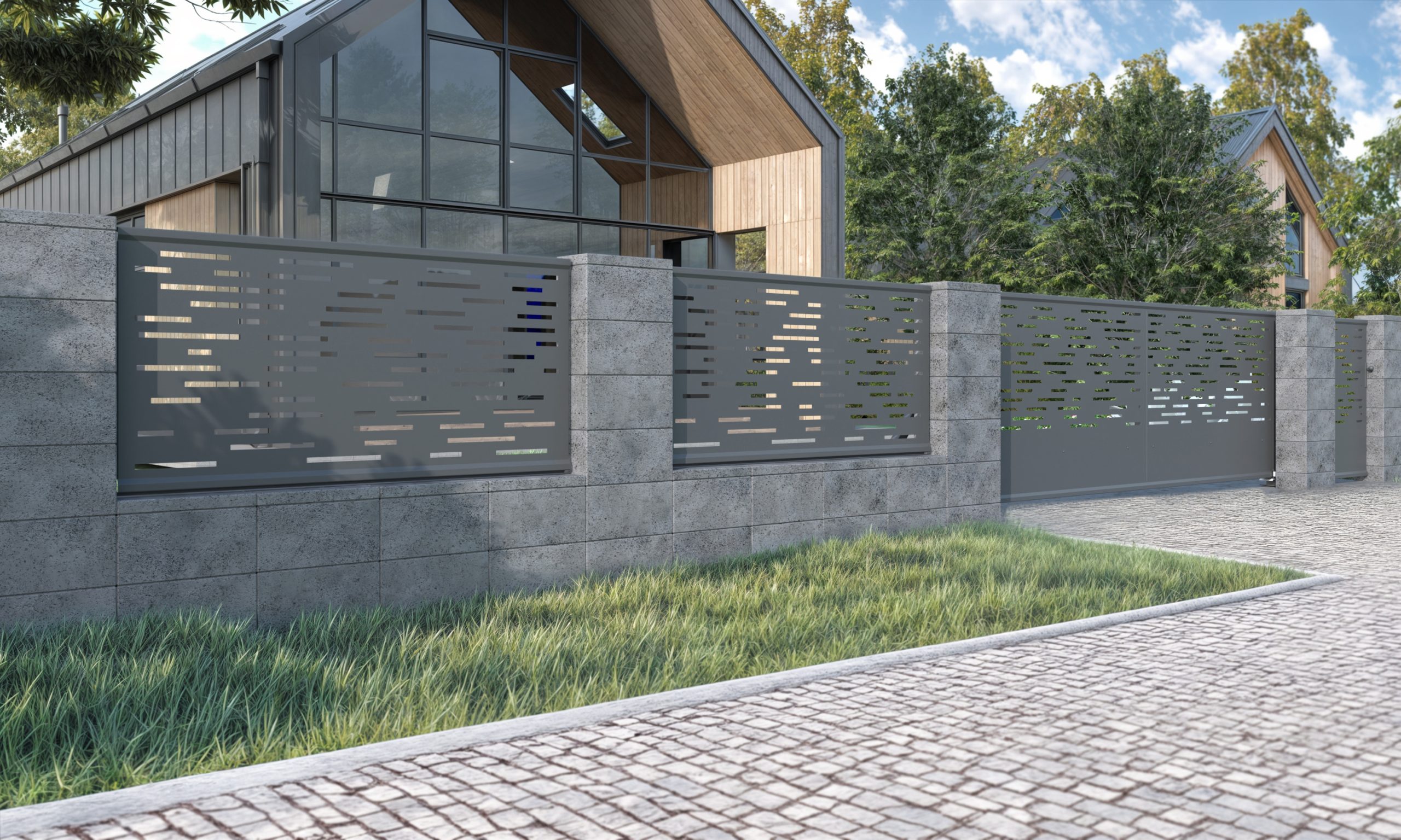 Nowoczesne przęsło ogrodzeniowe NO.