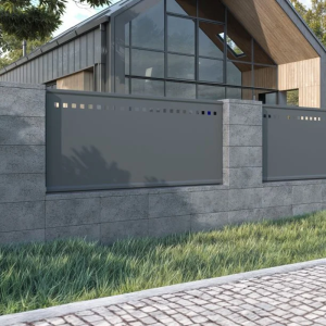 no.5 Panel Ogrodzeniowy Wycinany Laserowo - Delikatny motywem linii z wyciętych kwadratów